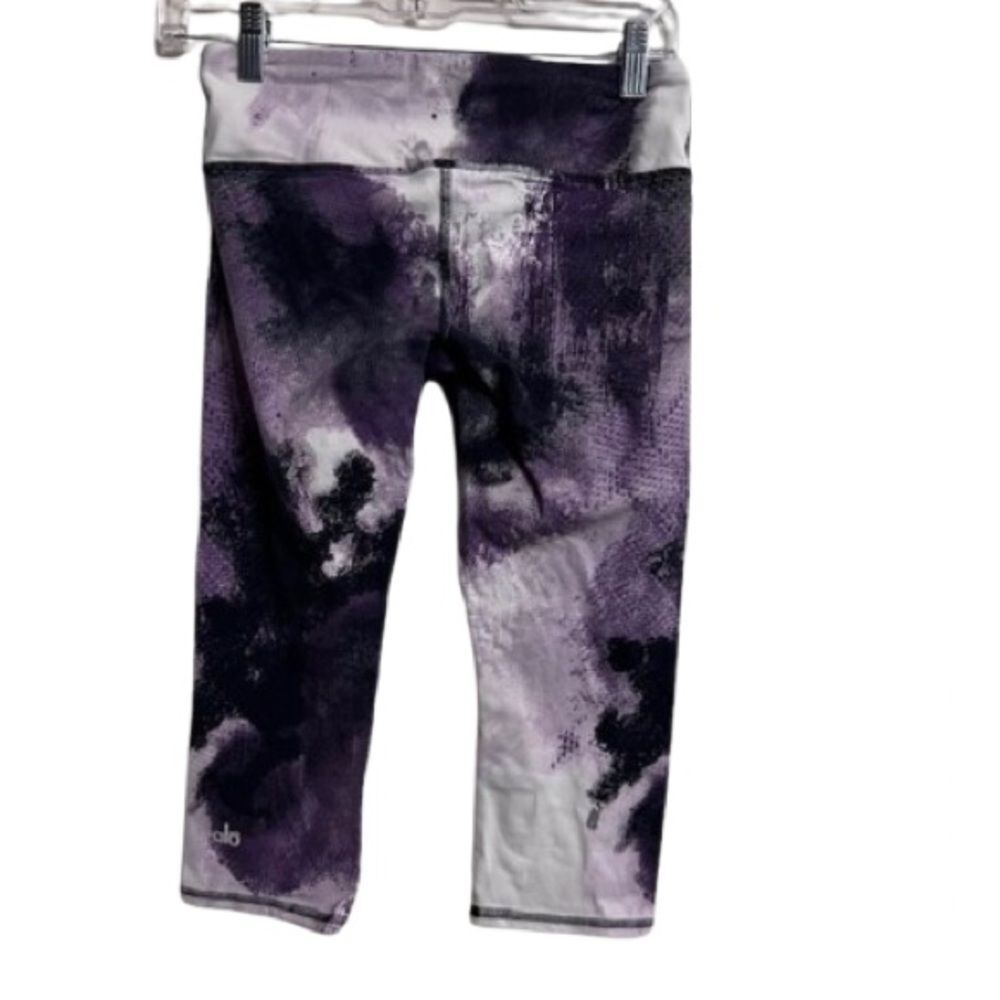 Alo Yoga Cropped Small Leggings Purple Airbrush High Rise Stretch Yoga